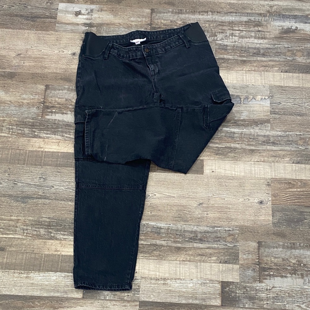 Black Women’s Patchwork Cargo Jeans (Maternity)